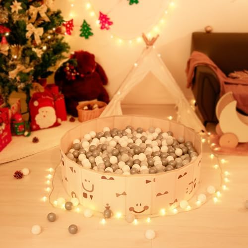 GOGOSO Ball Pit Balls for Toddler, Baby Plastic Playballs Kids Soft Pastel Pelotas Non-Toxic BPA-Free Gray+Pearl Gary+ White, 200 Balls