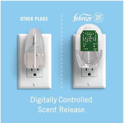 Febreze Odor-Fighting Fade Defy Plug Air Freshener Refill Serene Vanilla Sunrise (1 Refill) of 0.87 Fl Oz + Starter Kit