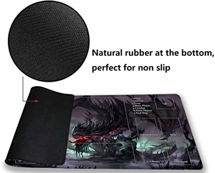 MTG Playmat, Game Play Mat for MTG TCG 24 x 14 inches Trading Card Inked Game Playmats with Storage Bag Smooth Rubber Surface Battle Game
