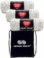 Red Heart Super Saver Aran Fleck E300-4313 (3-Skeins - Same Dye Lot) Worsted Medium #4 Acrylic Yarn for Crocheting and Knitting with Project Bag