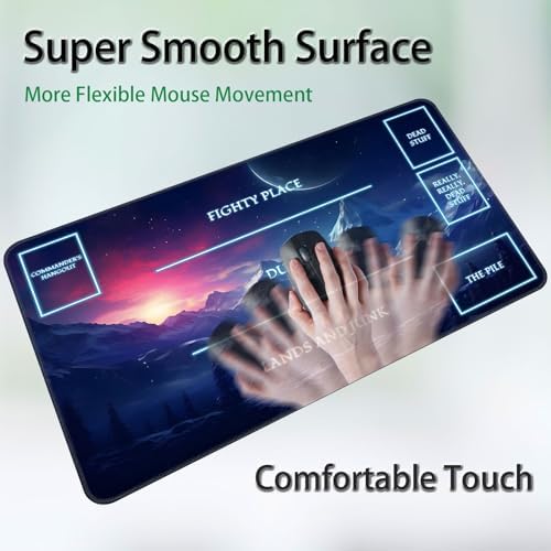 for MTG Game Playmat, for Magic TCG Rubber Play mat,Tabletop Card Playmats with Smooth Surface,Trading Card Inked Game Mat with White Zones,Battle Game,Snow Mountain Moon