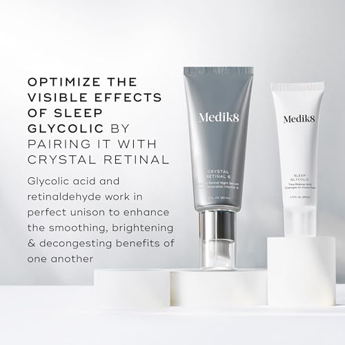 Medik8 Sleep Glycolic - Exfoliating Glycolic Acid At Home Face Peel - Overnight AHA Anti-Aging Skin Treatment - Glycerin and Korean Clover - 1.0 oz