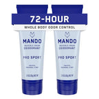 Mando Whole Body Deodorant For Men - Invisible Cream - 72 Hour Odor Control - Aluminum Free, Baking Soda Free, Skin Safe - 3 ounce (Pack of 2) - Pro Sport
