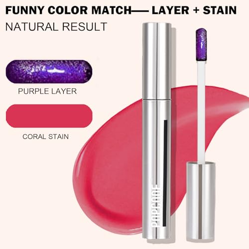 Peel Off Lip Stain - Long Lasting, Transfer Proof and Waterproof Tattoo Lip Tint, Matte Finish Lip Stain Peel Off, Infused with Vitamin E & Algin & Hydroxyacetophenone, #002 Coral