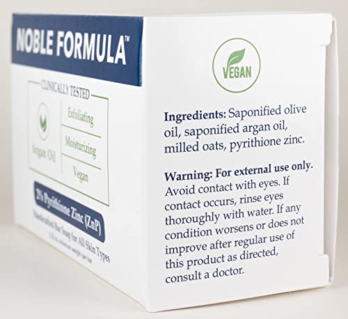 Noble Formula 2% Pyrithione Zinc (ZnP) Vegan Argan Oil Bar Soap, Especially Formulated for Acne, Psoriasis, and Eczema, Safe for Daily Use and All Skin Types, 3 Bars in 1 Box, Total 9.75 oz