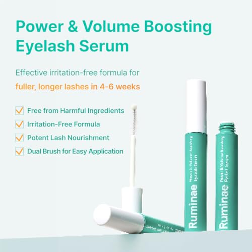Power & Volume Eyelash Serum | Korean Lash & Brow Growth Serum for Longer, Thicker Lashes | Non-Irritating, Cruelty-Free | Peptides, Biotin, Centella, Hyaluronic Acid (0.3 fl. oz.)