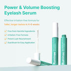 Power & Volume Eyelash Serum | Korean Lash & Brow Growth Serum for Longer, Thicker Lashes | Non-Irritating, Cruelty-Free | Peptides, Biotin, Centella, Hyaluronic Acid (0.3 fl. oz.)
