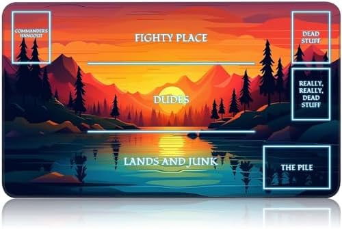 for MTG Game Playmat, for Magic TCG Rubber Play mat,Tabletop Card Playmats with Smooth Surface,Trading Card Inked Game Mat with White Zones,Battle Game,Sunset Forest