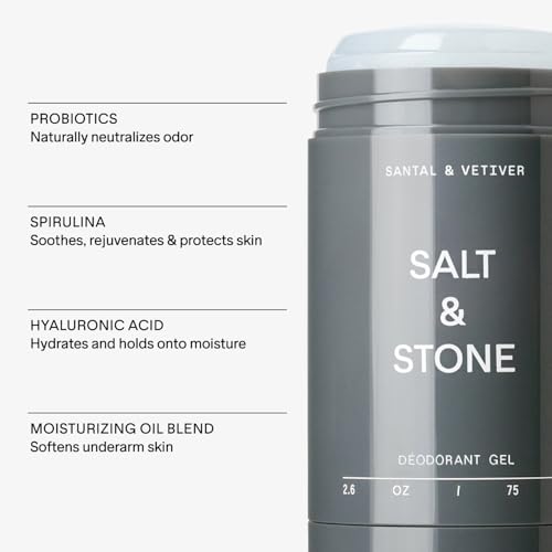 SALT & STONE Gel Deodorant for Women & Men | No Aluminum & No Baking Soda | Free From Parabens, Sulfates & Phthalates (2.6 oz)