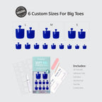 BTArtbox Press On Toenails - Real Square Opaque Blue Toe Nail Press Ons with Glue for Women, Fake Toe Nail Tips in 15 Sizes - 30 Toenails Kit, Naval Forces