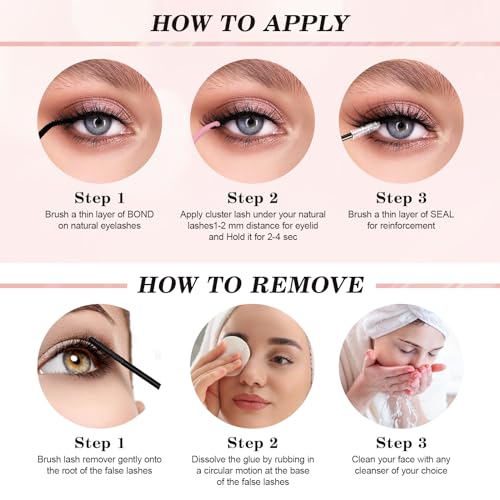 Lash Clusters 280Pcs Cluster Lashes 30D 40D D Curl False Eyelashes Mix9-16mm Eyelash Clusters Individual Cat Eye Lashes Clusters for DIY Cluster Eyelash Extensions at Home (30D+40D-0.07D-9-16MIX)