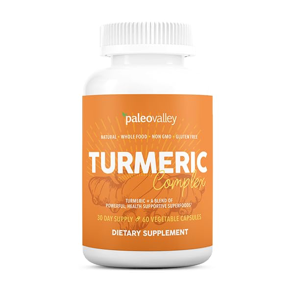 Paleovalley - Organic Turmeric Complex - Full Spectrum Organic Turmeric with Health-Supportive Superfoods - 56 Vegetarian Capsules - Support Joints, Immunity, Brain and Heart Health