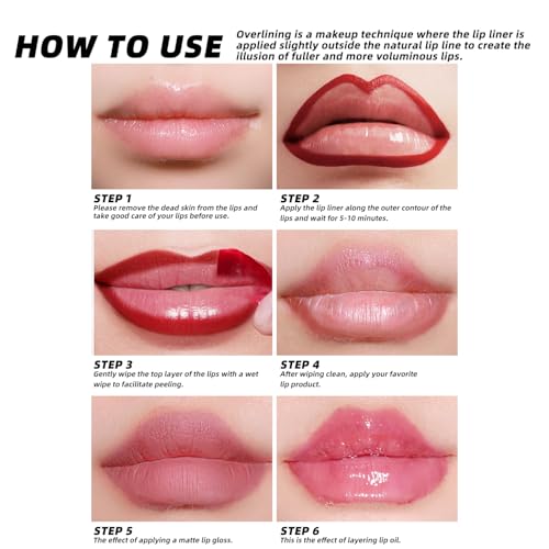 YOUNG VISION 3-Pc Peel Off Lip Liner Stain Set, Tattoo Peel Off Lipliner, Matte Finish, Waterproof, Nude Matte Lip Contour for Women Makeup, Precise Lip Definition, Gift Set