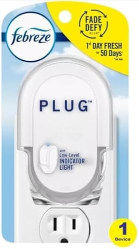 Febreze Odor-Fighting Fade Defy Plug Air Freshener Refill Serene Vanilla Sunrise (1 Refill) of 0.87 Fl Oz + Starter Kit