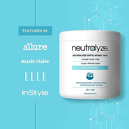 Exfoliating Acne Treatment Pads - 100 Dual Textured Face Wipes with 2% Salicylic Acid & 2% Mandelic Acid - Toner Pads for Acne Prone Skin, Face & Body Wipes for Teens & Adults