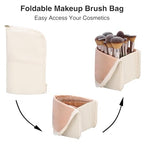 Makeup Brush Case Travel Makeup Brush Holder Portable Makeup Brush Bag Professional Cosmetic Bag Artist Storage Bag Essentials Stand-up Foldable Makeup Cup