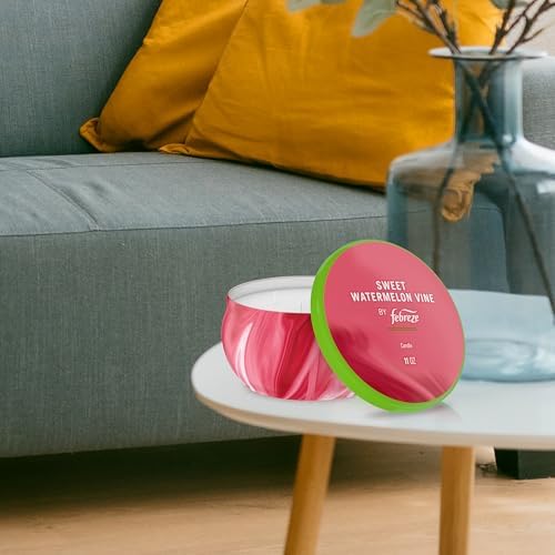 Febreze Scented Candle, Sweet Watermelon Vine Scent, 11 oz 4 Wick Candle, Single Pack
