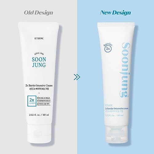 ETUDE SoonJung 2x Barrier Intensive Cream Light Texture | Vegan Korean Face Moisturizer for Sensitive Skin, Day & Night Cream, Barrier Cream with Panthenol (2.02 fl oz)
