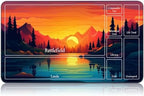 for MTG Game Playmat, for Magic TCG Rubber Play mat,Tabletop Card Playmats with Smooth Surface,Trading Card Inked Game Mat with New Zones,Battle Game,Sunset Forest
