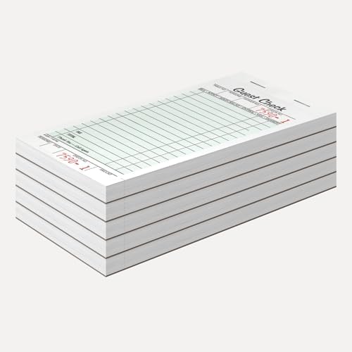 Adams Guest Check Pads, Single Part, Perforated, White, 3-2/5" x 6-3/4 ", 50 Sheets/Pad, 5 Pads/Pack (525SWMT)
