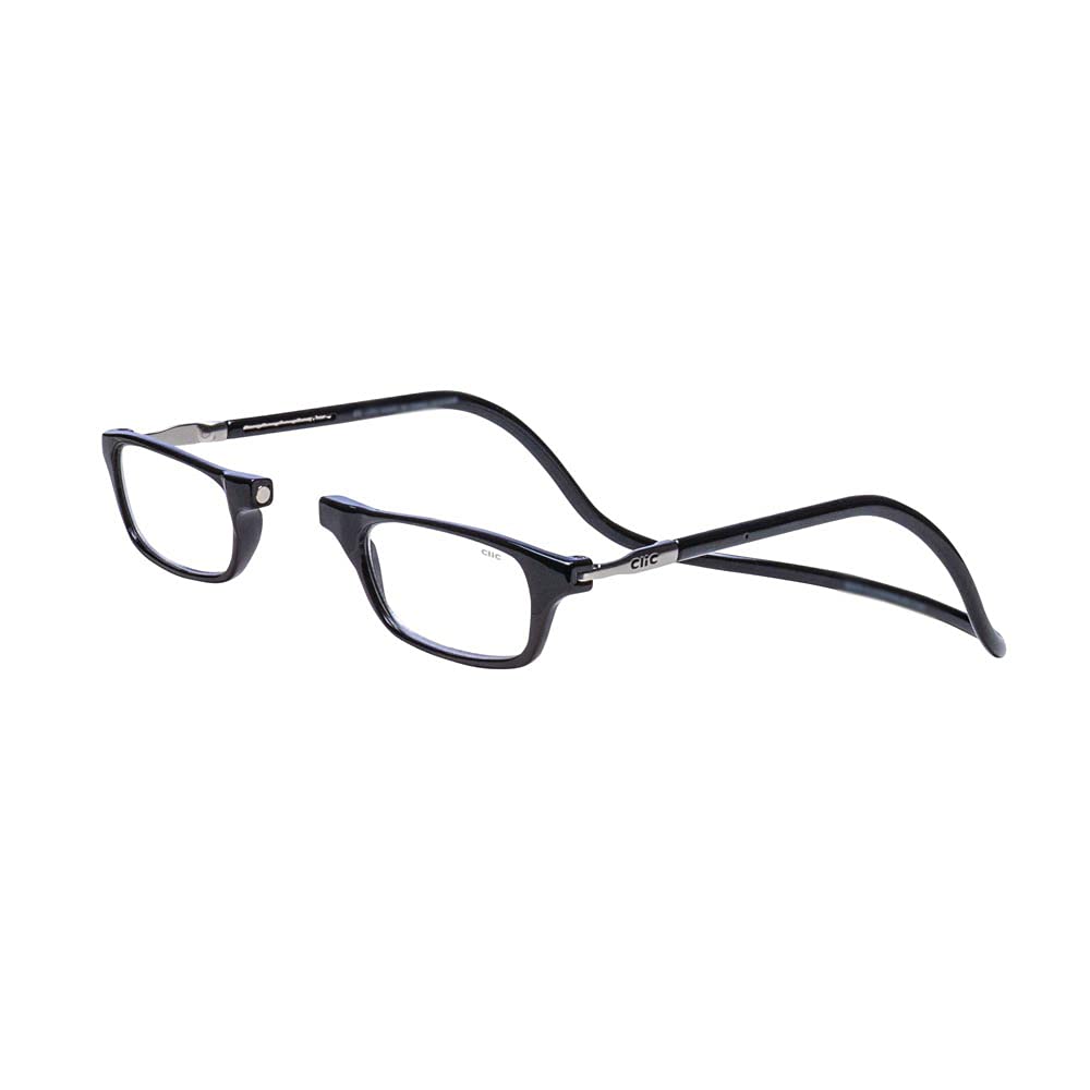 Clic Magnetic Reading Glasses for Men or Women, Computer Readers, Original (S-M, Black, 2.00 Magnification)