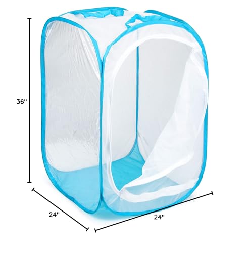 RESTCLOUD 36" Large Monarch Butterfly Habitat, Giant Collapsible Insect Mesh Cage Terrarium Pop-up 24 x 24 x 36 Inches