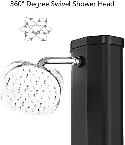 VINGLI Solar Heated Shower, 9.3 Gallon Outdoor Shower with Shower Head and Foot Shower Tap，for Outdoor Backyard Poolside Beach Pool Spa,Black (9.3 Gallon)