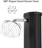 VINGLI Solar Heated Shower, 9.3 Gallon Outdoor Shower with Shower Head and Foot Shower Tap，for Outdoor Backyard Poolside Beach Pool Spa,Black (9.3 Gallon)