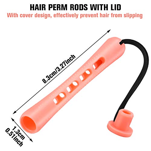 WILLBOND 60 Pcs Perm Rods for Long Hair Plastic Curl Rods Cold Wave Irons Curling Roller for Hair Styling Hairdressing Tools(0.51 Inch,Shell Pink)