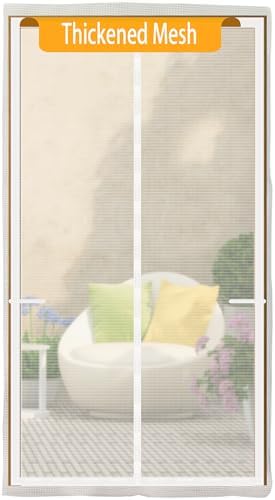 Upgraded Screen Door Thicker 250g/m² Fiberglass Mesh,36 Longer Magnets,Mesh Magnetic Closure for Single Door,Retractable Magnetic Door Screen,Fit Doors to 34 x 82 Inch White