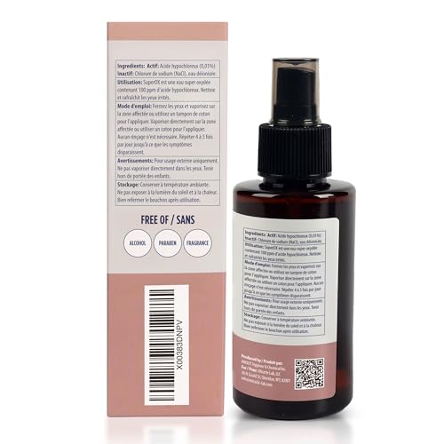 Superox Hypochlorous Acid Spray For Face - Natural Eyelid Cleanser - Safe for All Skin Types - Pure & Gentle Hypochlorous Acid Spray, 100 ml (3.38 oz)