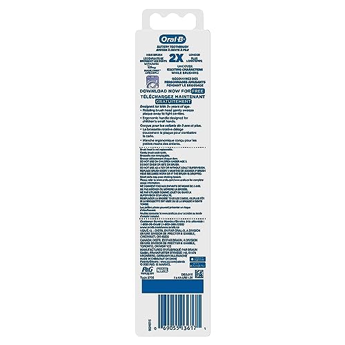 Oral-B Kid's Battery Toothbrush Featuring Marvel's Spiderman, Soft Bristles, for Kids 3+ (Pack of 2)