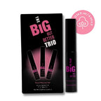 Elizabeth Mott Black Volumizing Smudge-Proof Cruelty Free Lengthening Fiber Mascara Set with Hourglass Wand, Water-Resistant, Safe for Eye Lash Extensions, Travel-friendly, Mini Trio Set, 4 ml x 3