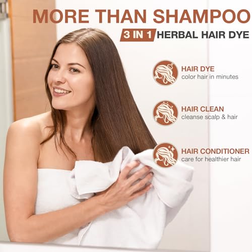 Dark Wine Red Hair Dye Shampoo 3 in 1 with Argan Oil, Instant Gray Hair Coverage in Minutes, Long-lasting Hair Color Shampoo Hair Dye, Shampoo Para Canas Mujer, Easy & Quick to Use for Men Women 500ML