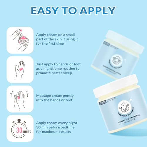 Magnesium Lotion for Kids - Magnesium Lotion for Sleep - Soothing Relief & Relaxation - Topical Magnesium Cream Helps Kids Stay Calm at Bedtime and During The Night - Without Melatonin（3.53 oz）
