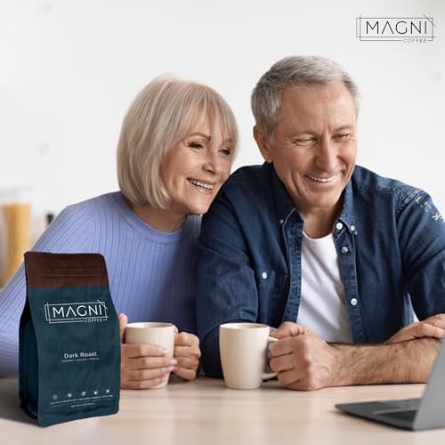 Magni Coffee - Ground - Dark Roast - Low Acid - Single Origin USDA Organic Non-GMO Beans Third Party Tested For Mycotoxins & Pesticides - Fair Trade -12 Oz