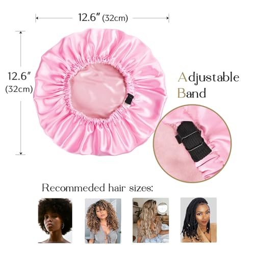 YANIBEST Double Layer Satin Bonnet Silk Bonnet Adjustable Hair Bonnet for Sleeping Hair Bonnets for Women Curly Natural Hair