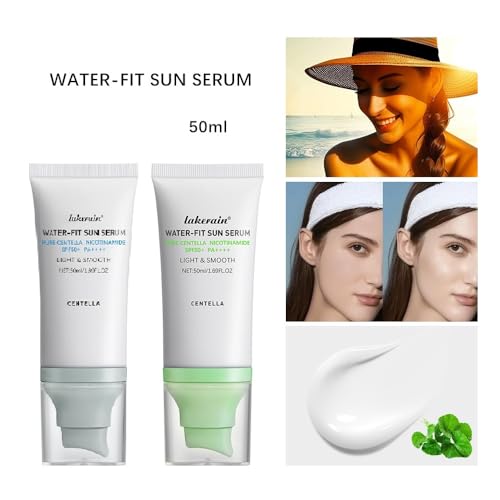 2 Pcs Centella Sunscreen SPF50, Moisturizing Non-Sticky Centella Water-Fit Sun Serum for All Skin.