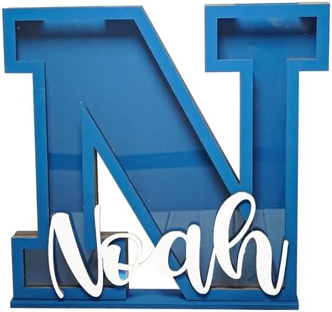 Personalized Name Letter Piggy Bank, 26 Letters Wooden Kids Piggy Bank for Birthday, Custom Large Small Wood Money Box Gift for Boys Girls Christmas