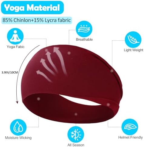 RITOPER Wide Headbands for Women Non Slip, Workout Yoga Running Womens Headband Boho Hair Bands for Women's Hair, Thick Sweat Head Bands Solid Head Wraps Bandana