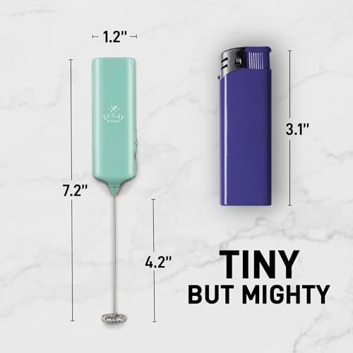 Powerful Milk Frother Wand - Mini & Mighty Handheld Drink Mixer - Portable Coffee Frother For Latte, Cappuccino, Matcha, Hot Chocolate, Creamer - Mint