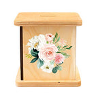 Wooden Piggy Bank for Kids and Adults, Personalized Gift Handmade in USA by BloomOwl, Custom Piggy Bank, Personalized Banks for Kids, Gifts for Baby Boys and Girls (Floral Initial)