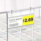 100 Pack Basket Label Holders, Plastic Wire Shelf Label Holders with Double Snap Lock Closure, Reusable Clear Price Tag Holder for Market, Retail Shop, Pantry(About 4" x 1.7")
