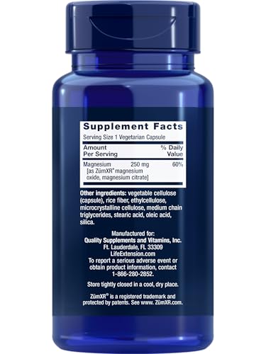 Life Extension Extend-Release Magnesium,prolonged Heart & Bone Health Support,Cardiovascular & Blood Pressure Health Support,bioavailable Formula,Gluten-Free,Non-GMO,Vegetarian,60 Capsules,(Pack of 2)