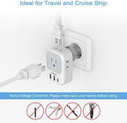 TESSAN 2 Pack Type E F Plug Adapter USB C, Germany France Power Adaptor with 3 USB Charger Ports, 4 AC Outlets Travel Plug for US to Europe EU Spain Iceland Korea Greece Russia German French