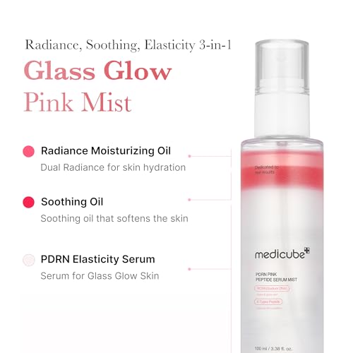 medicube PDRN Pink Peptide Spray Serum I Pink Glass Glow Serum Mist for Moisturizer, Soothing and Firming, Uneven skin tone, Rose PDRN & Peptide & Niacinamide, Korean skin care (100ml /3.38 fl. oz.)