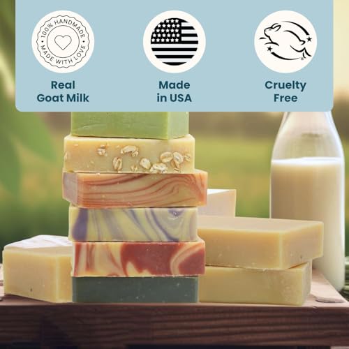 Turmeric Soap Bar (3 Pack) - Goat Milk Soap Bar, Natural Soap for Men & Women - Handmade Bar Soap w/Real Milk - Premium, No Dyes - (Large, 5oz)