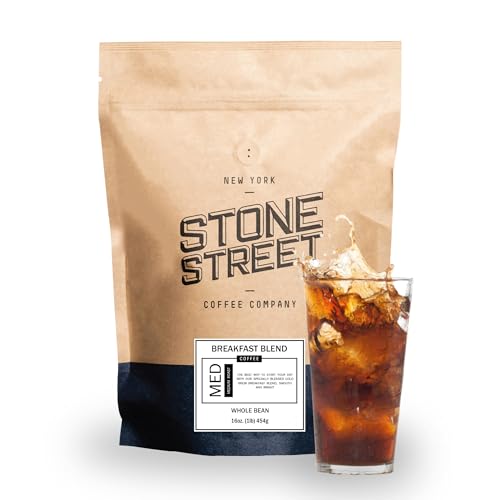 Stone Street Cold Brew Coffee Beans, Breakfast Blend, Low Acid, 100% Arabica, Gourmet Coffee, Medium Roast, Whole Bean, 1 LB