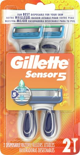 Gillette Sensor5 Men's Disposable Razors, 2 Count (Pack of 2)