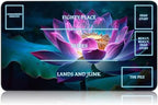 for MTG Game Playmat, for Magic TCG Rubber Play mat,Tabletop Card Playmats with Smooth Surface,Trading Card Inked Game Mat with White Zones,Battle Game,Colorful Glowing Lotu